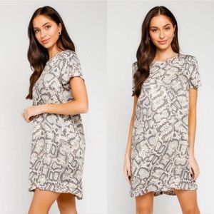 Olivaceous Snake Skin Print Mini Dress Large